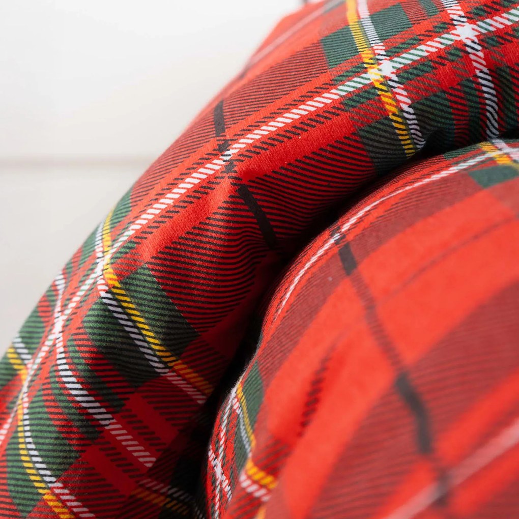 Goldea flanel ágyneműhuzat - piros kockás 160 x 200 és 2db 70 x 80 cm