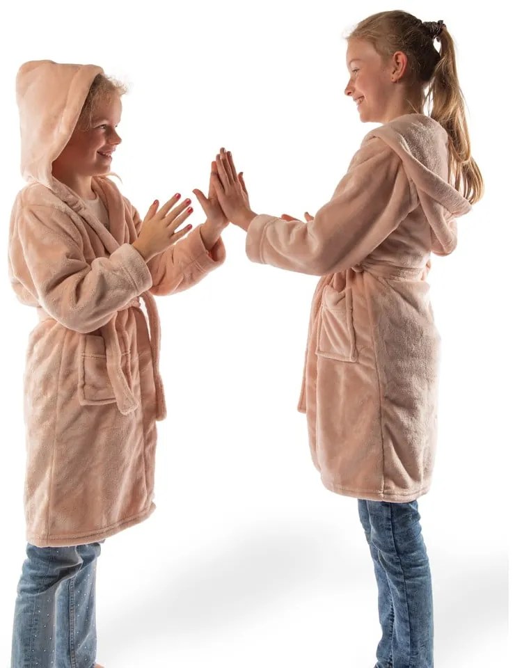 Rózsaszín mikroplüss gyerek fürdőköpeny, 134-140 Delux – Tiseco Home Studio