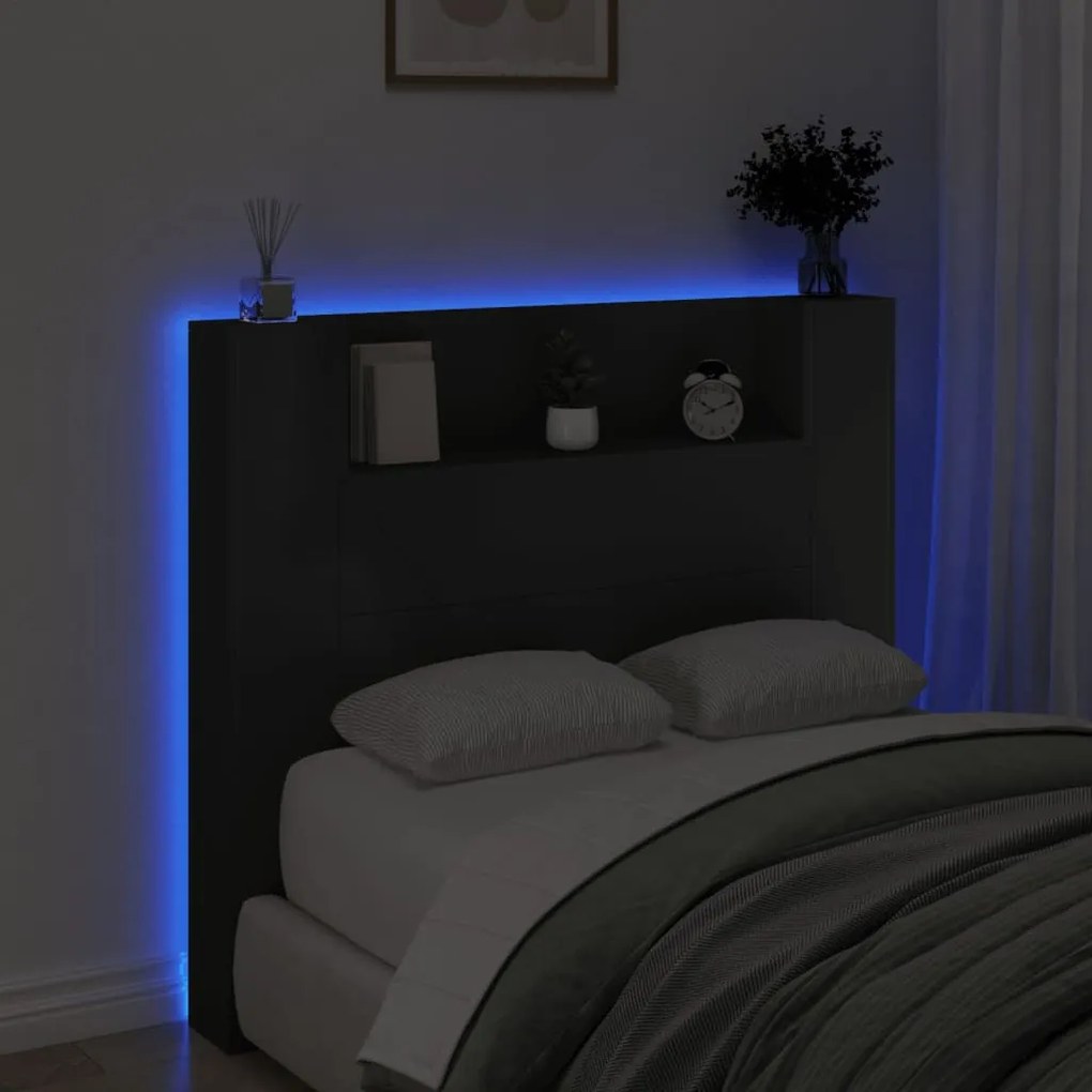 fekete áthidalószekrény LED-világítással 120 x 16,5 x 103,5 cm