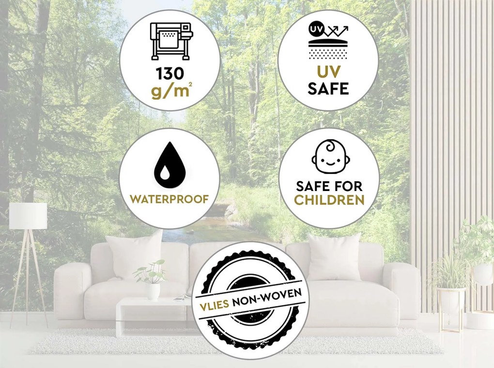 Gario Fotótapéta Folyó a zöld erdőben Anyag: Vlies, Méret: 450 x 315 cm