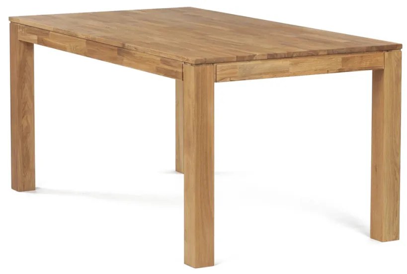 Étkezőasztal 160x90x75, tömör fehér tölgy, olajos felületkezelés, 8x8 cm-es lábak