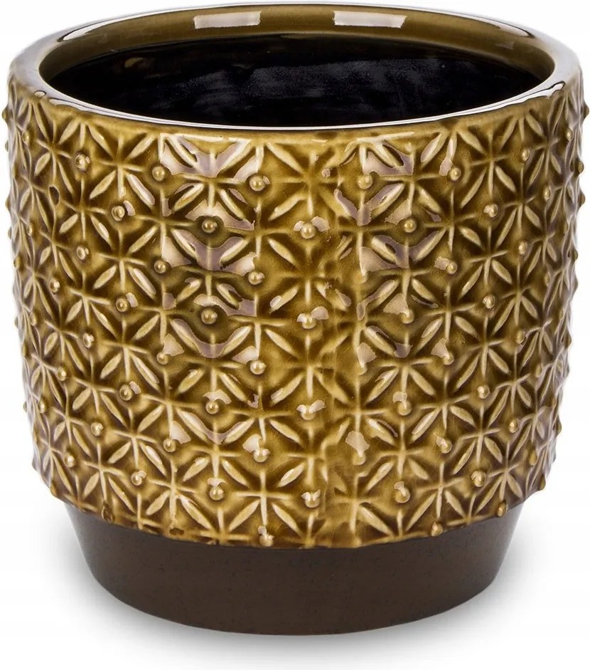 Virágtartó Barna 13x13cm Kerámia Díszített 15