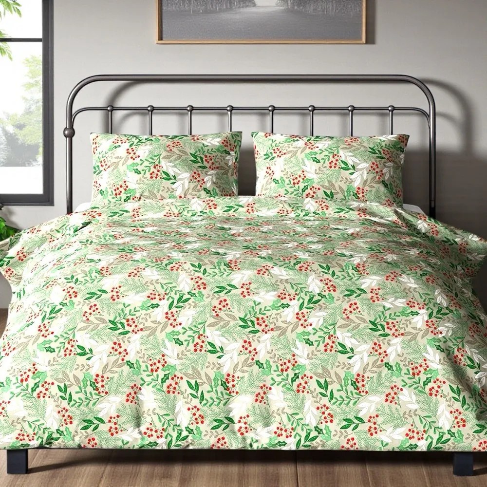 FLANEL mintájú ágyneműhuzat Homa BRES GREEN 140x200 cm