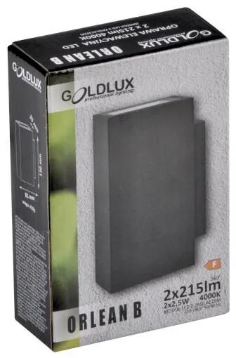 POLUX 319999 ORLEAN Modern Kültéri Fali Lámpa Fekete LED IP44