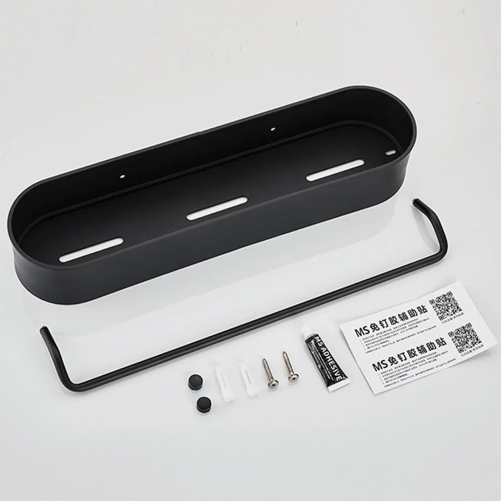 Zuhanypolc Fúrás Nélkül matt fekete 50cm