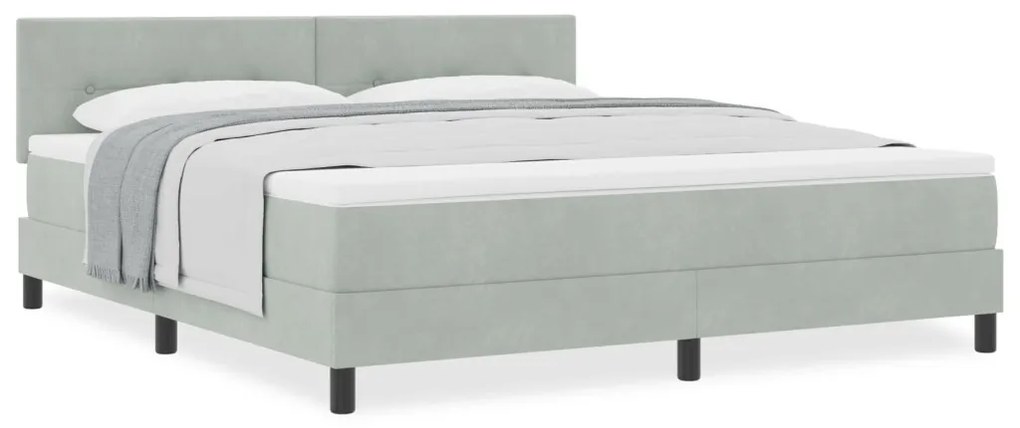 Boxspring Ágy Matraccal Világosszürke Szuper Király Bársony