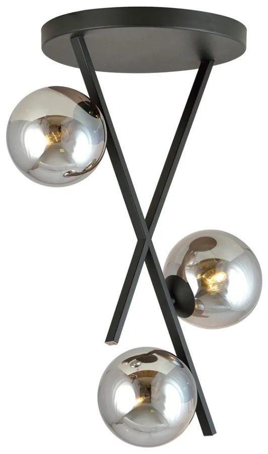 EMIBIG 1196-3 RIVER Glamour Mennyezeti Lámpa Fekete, Grafit E14 IP20