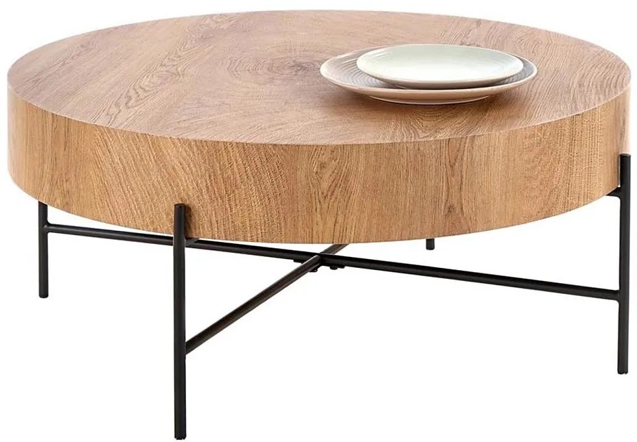 Dohányzóasztal BROOKLYN 37x80 cm natúr tölgy/fekete