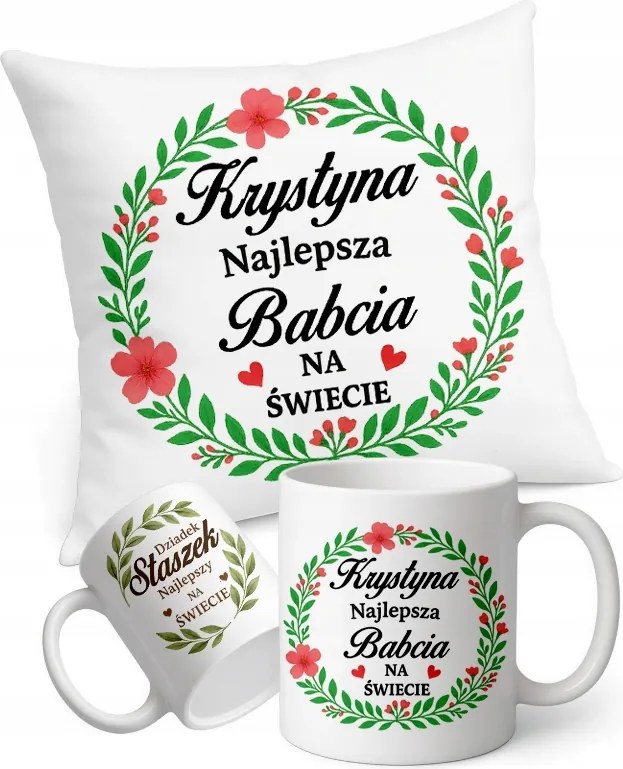 Bögre párna szett Nagymama És Nagypapa Napja Név nyomtatás