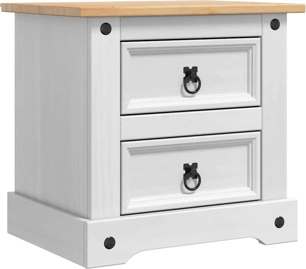 vidaXL Éjjeli asztal Corona Fehér 53 x 39 x 47 cm Tömör fenyőfa