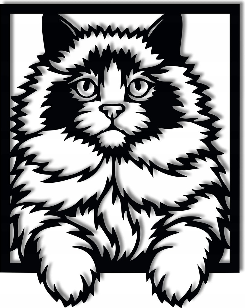 Fali dekoráció Macska ragdoll pers 60 cm áttört