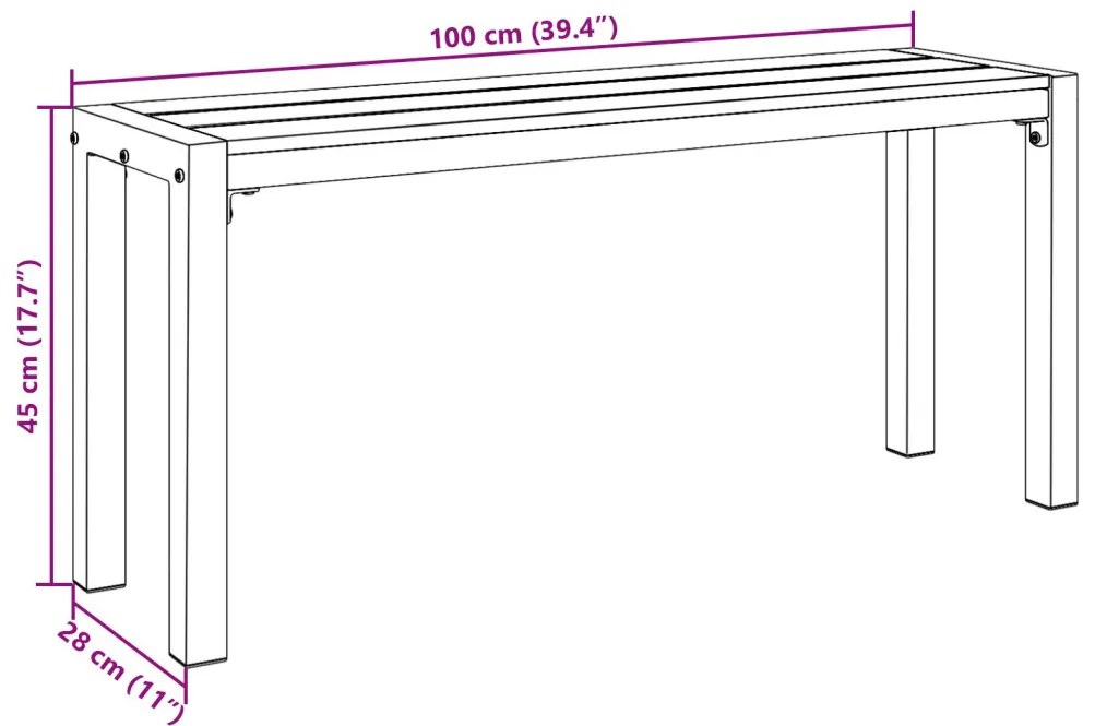 Kerti pad 100 cm Acél és WPC Barna és Fekete