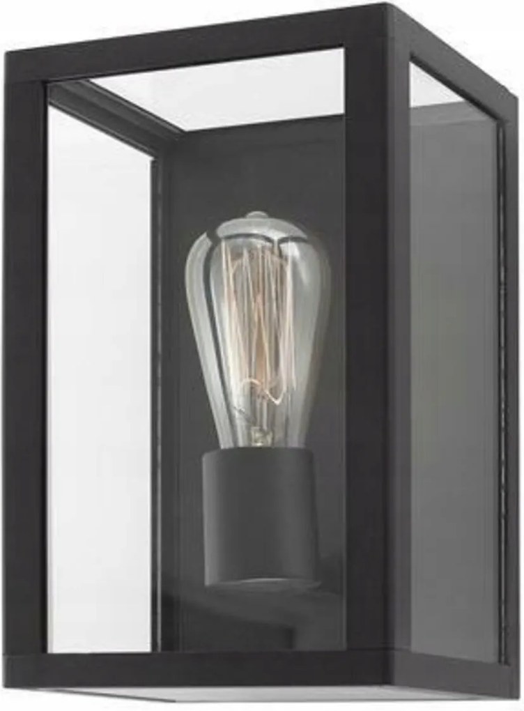 Nova Luce kültéri fali lámpa Zest fekete öntött alumínium átlátszó üveg E27 1
