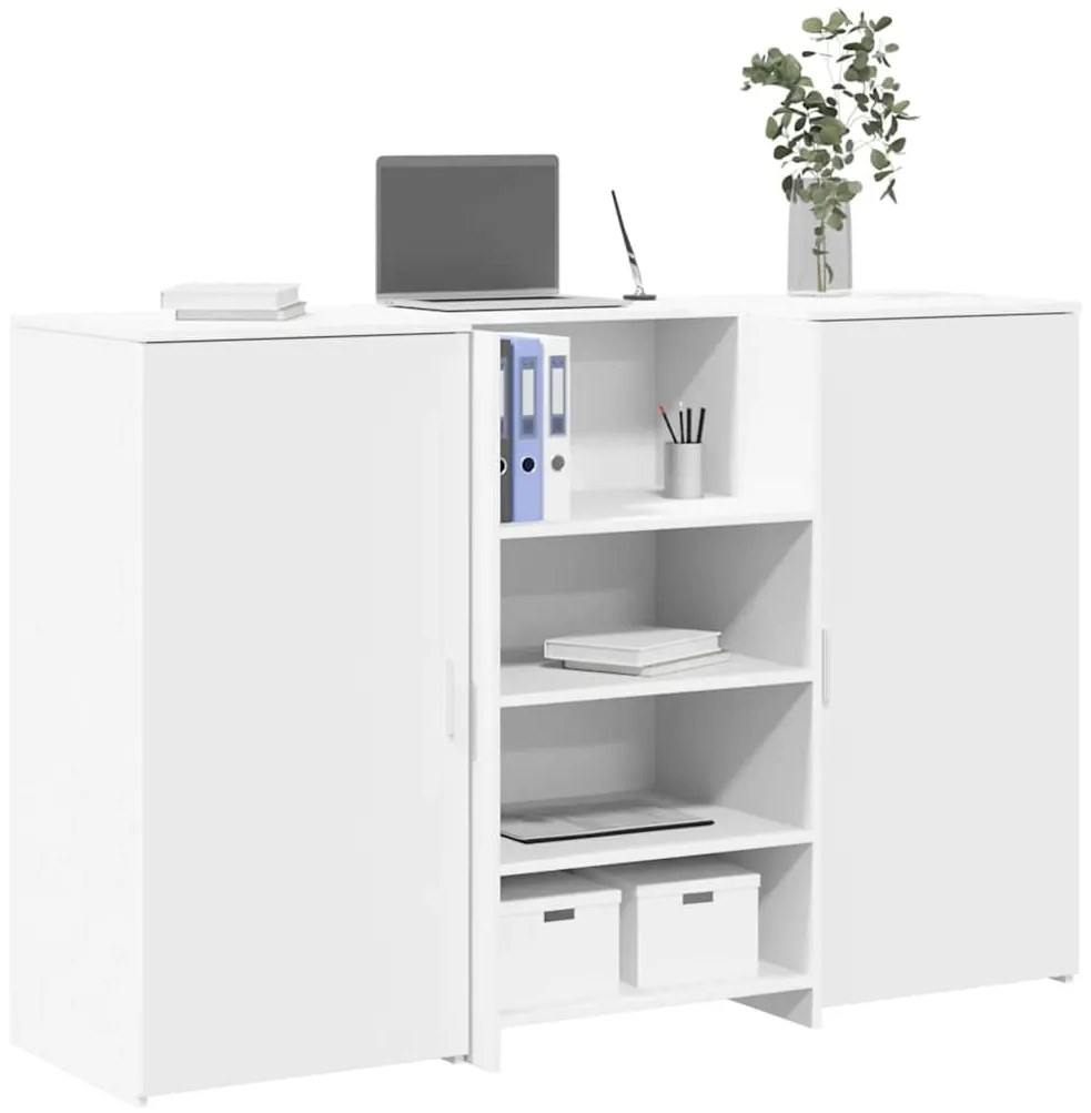recepciós pult fehér 155x50x103,5 cm szerelt fa