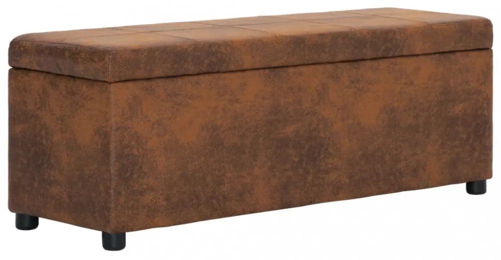 barna művelúr pad tárolórekesszel 116 cm
