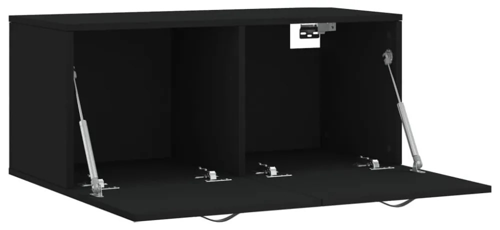 fekete szerelt fa faliszekrény 80 x 36,5 x 35 cm