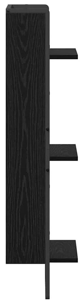 Falpolc polcokkal Fekete tölgy 30 x 25 x 100 cm Faanyag