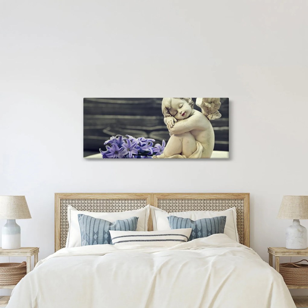 Egy angyal képe virággal (120x50 cm)