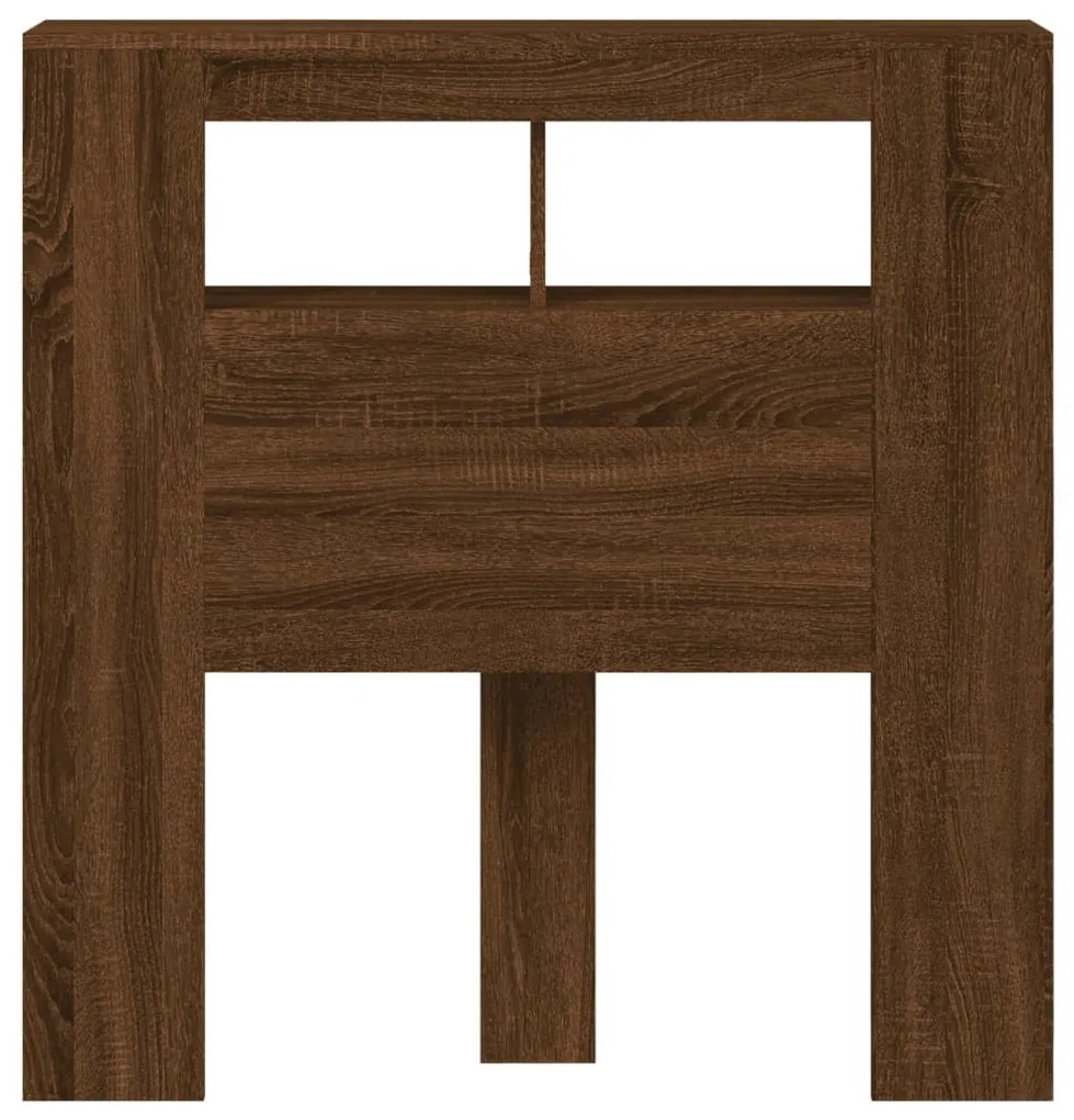 barna tölgyszínű szerelt fa LED-es fejtámla 100x18,5x103,5 cm