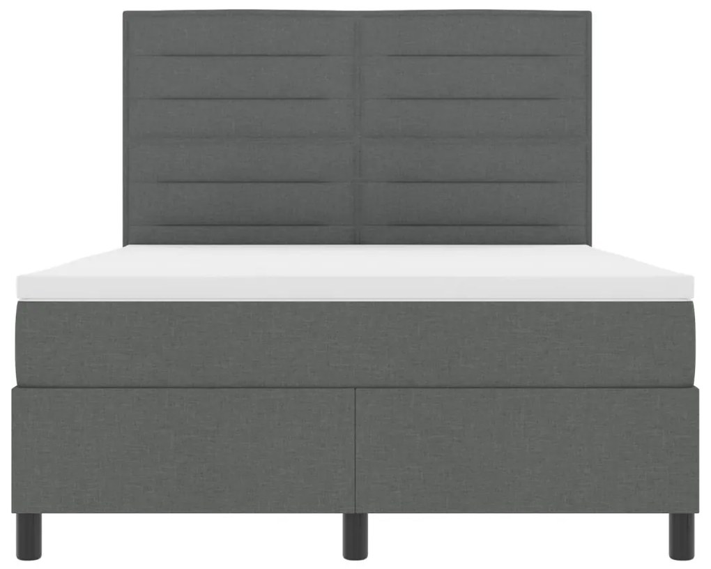 vidaXL rugós ágy matraccal és LED világítással, sötétszürke, 140 x 200 cm, szövet
