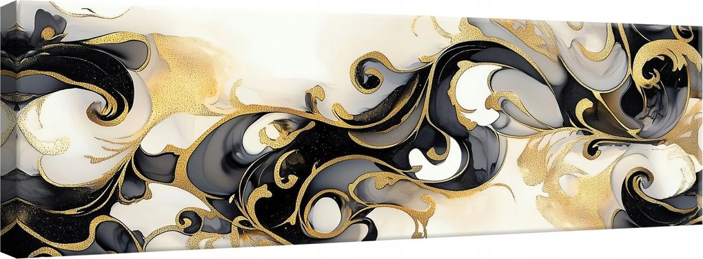 Vászonkép Absztrakt Fekete Arany Nappali Hálószoba Konyha Vászon XXL 145x45