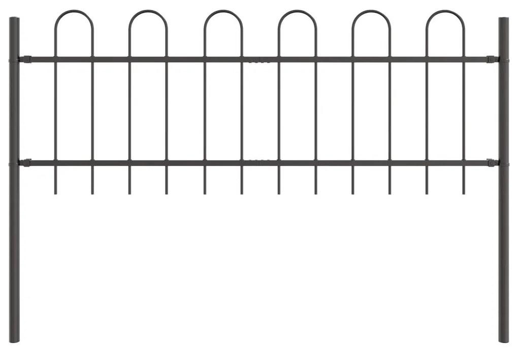 Kerti kerítés íves tetejű, szürke, 8,5x0,6 m, acél