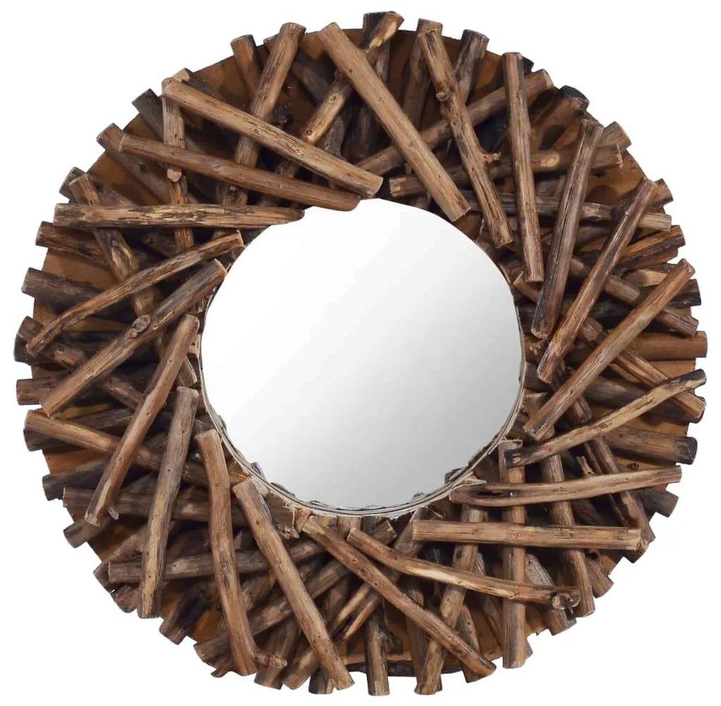 vidaXL kör alakú tíkfa falitükör 40 cm