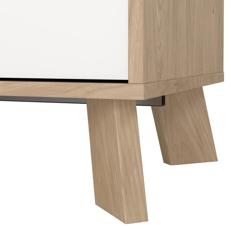 Fehér-natúr színű komód tölgyfa dekorral 147x73x39 cm Ikast – Tvilum