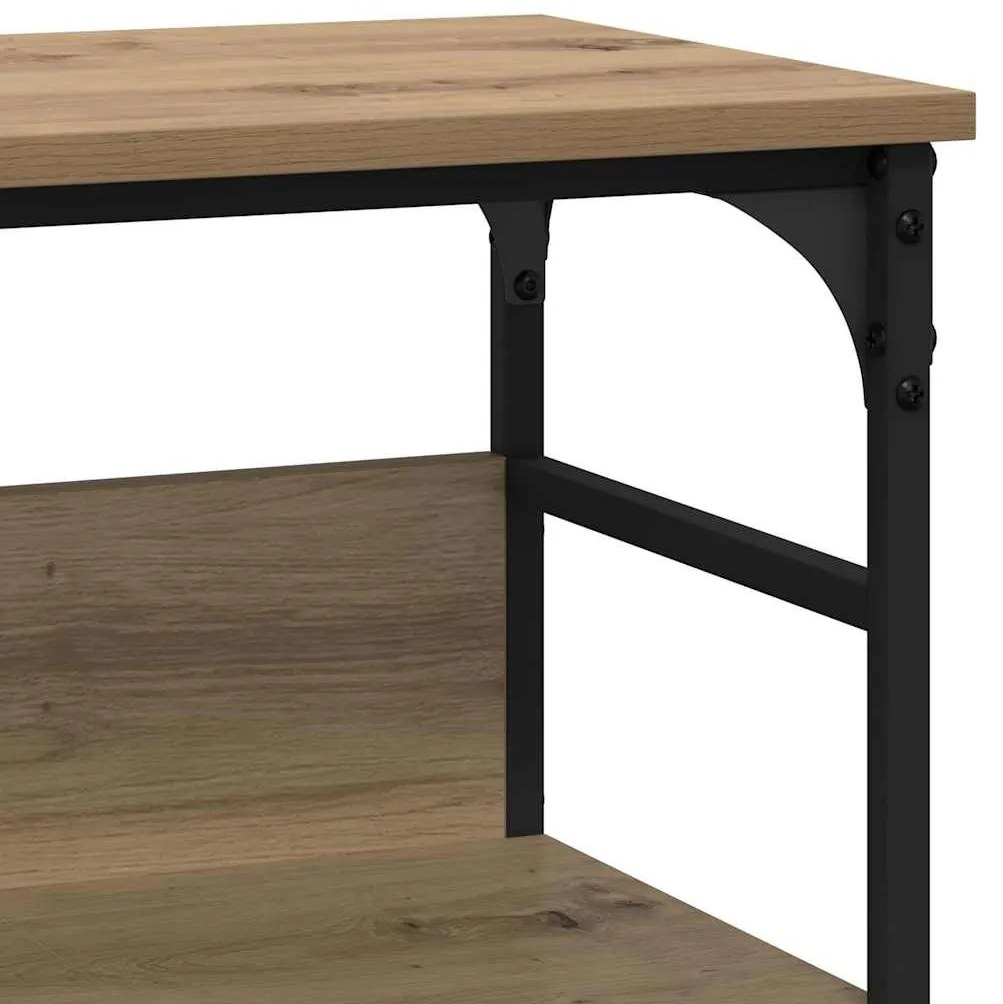 Konzolasztal polcokkal kézműves tölgy 100 x 32 x 75 cm Faanyag