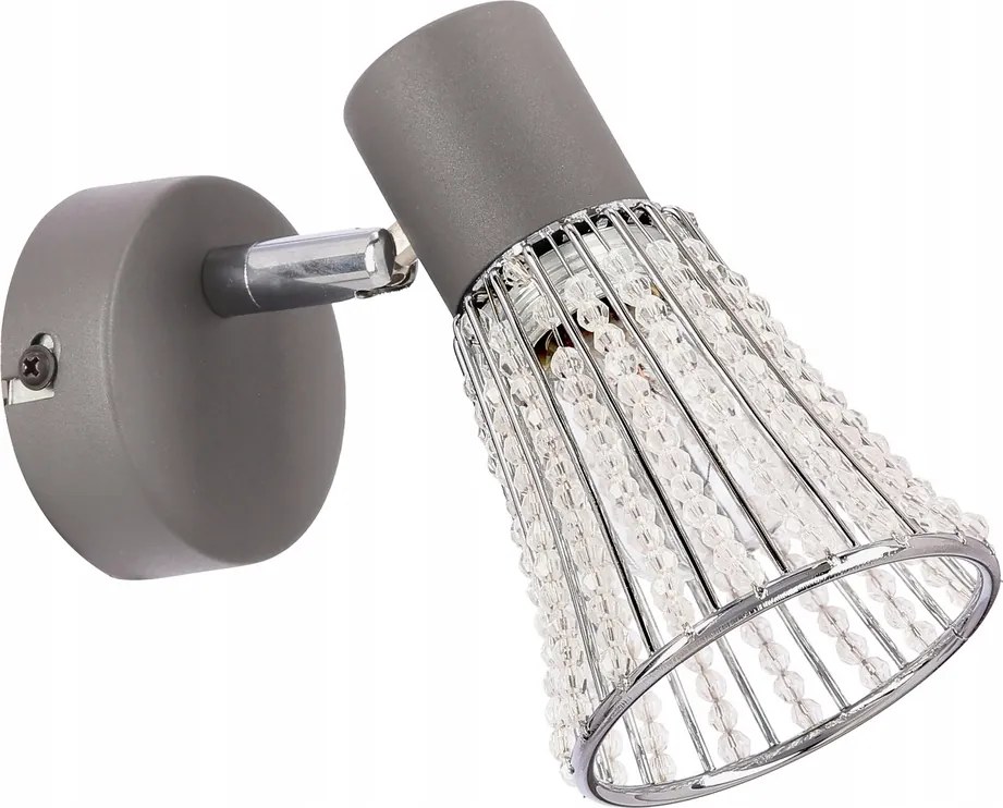 Fali lámpa Candellux Curtis szürke modern design kristályok