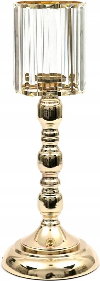 Gyertyatartó Fém Arany 36cm Dekoratív Lámpabúrával 1 Gyertyához 30 35 40