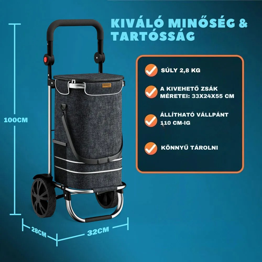 EASY bevásárlótáska kerekekkel, 50l, fekeate Jurhan