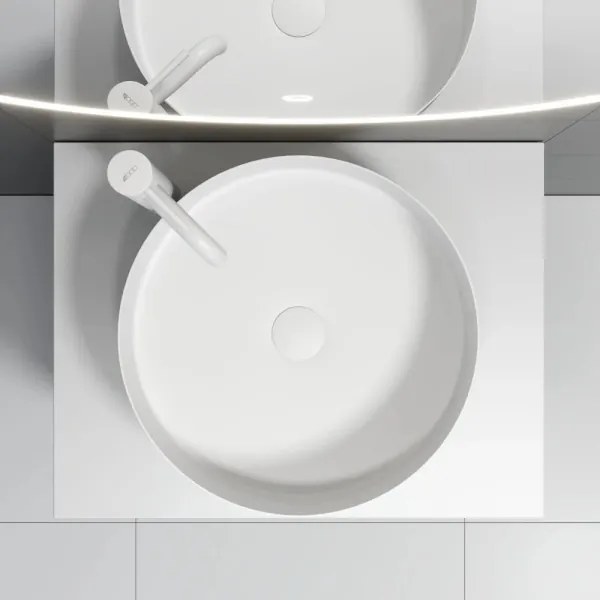 Ráépíthető LJORDAL mosdó, átmérő 40 cm, acél/fehér