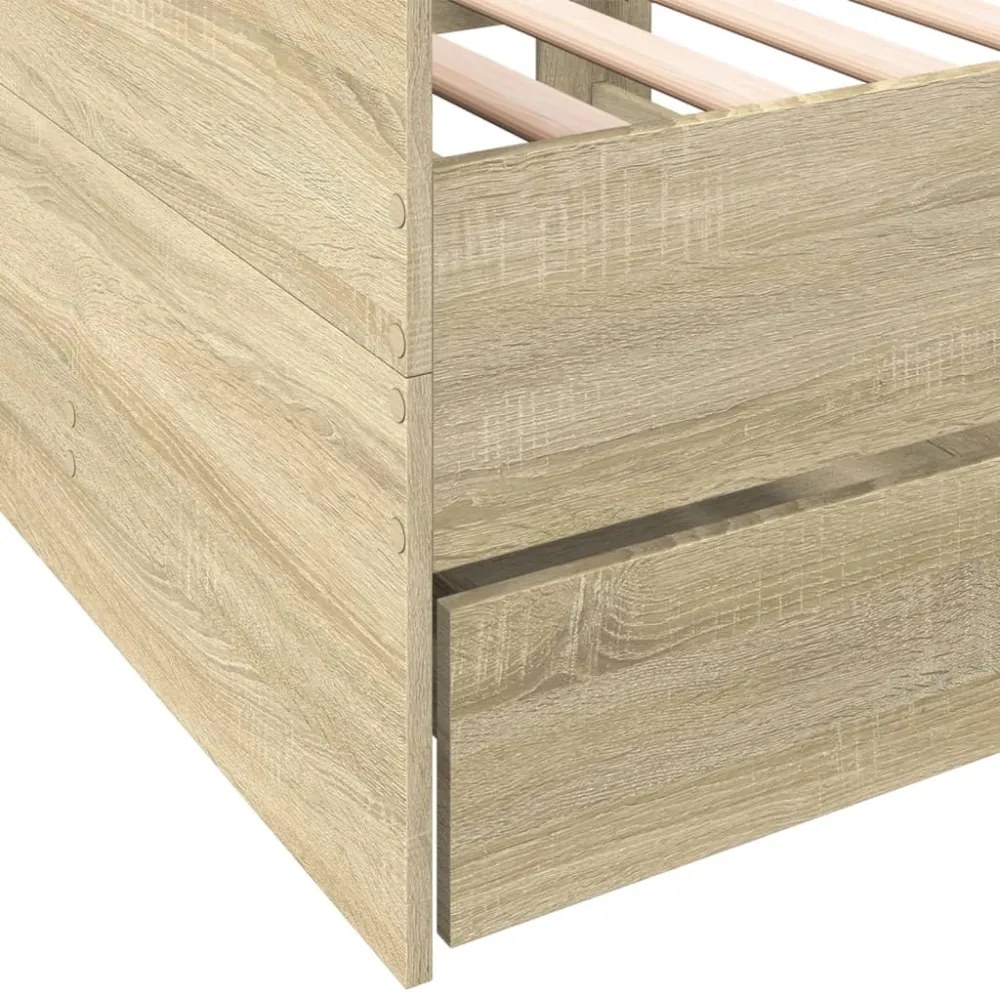 sonoma tölgy kanapéágy fiókkal matrac nélkül 100x200 cm