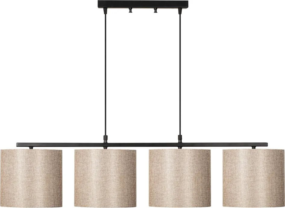 Valiz 4706 fekete-krém fém és szövet függőlámpa, 110 x 25 cm, 4 izzós