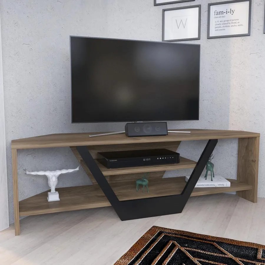 TV szekrény Sares - Walnut, Black