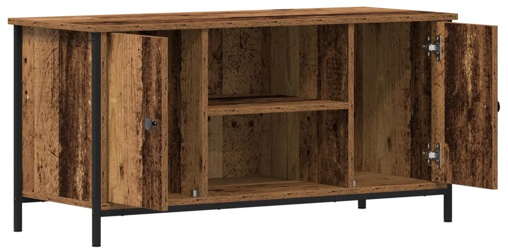 TV Szekrény Régi Fa 100x40x50 cm Műanyag Fa és Acél