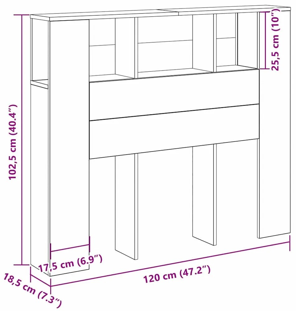 Fejhajtó szekrény Musta tammi 120 x 19 x 104,5 cm Faanyag