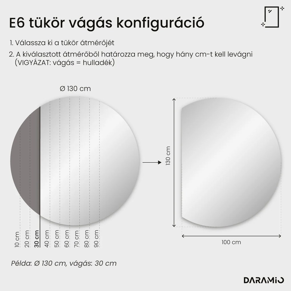 Félkör alakú tükör LED-világítással E6