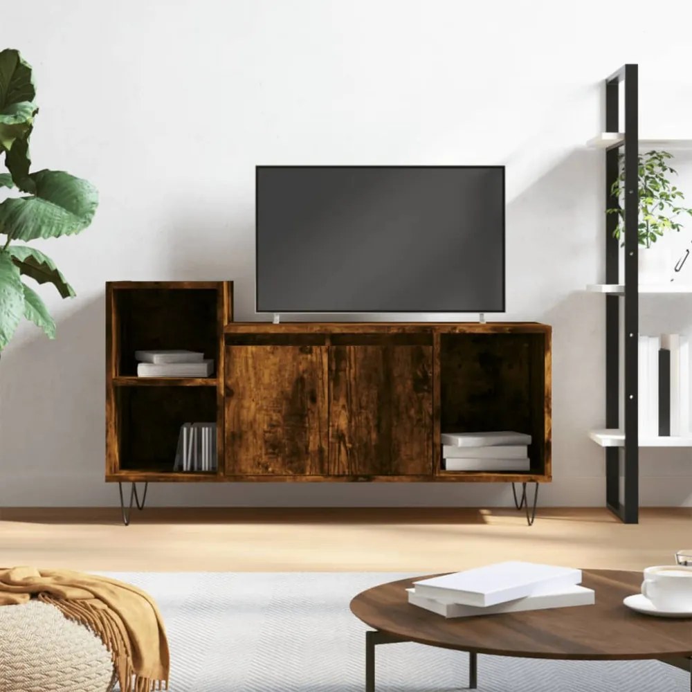 füstös tölgy színű szerelt fa TV-szekrény 100x35x55 cm