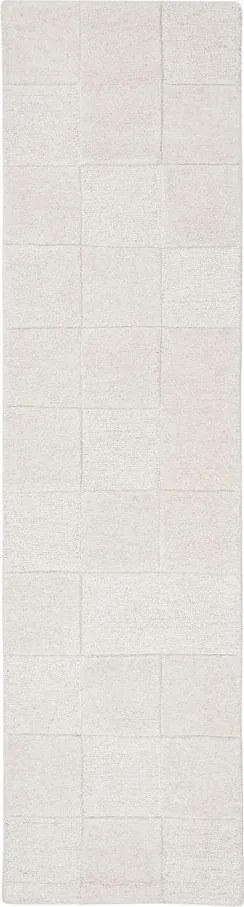 Elefántcsont színű kézi szövésű gyapjú futószőnyeg 60x230 cm Checkerboard – Flair Rugs