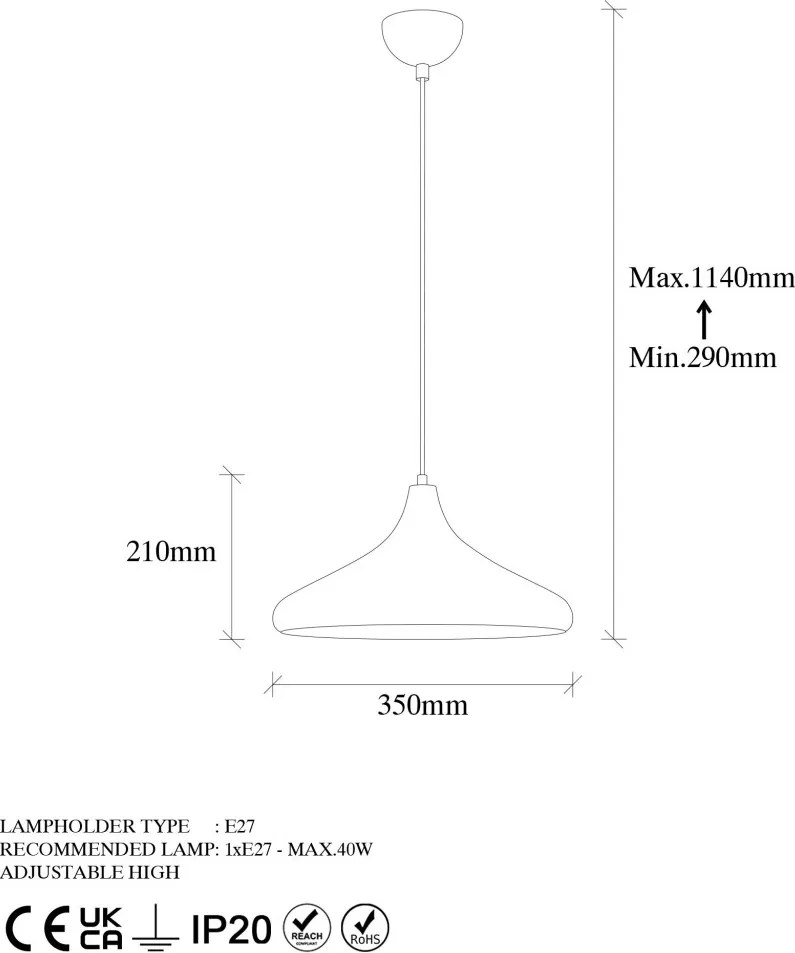 Barek 11544 patinás fém függőlámpa, Ø35 cm