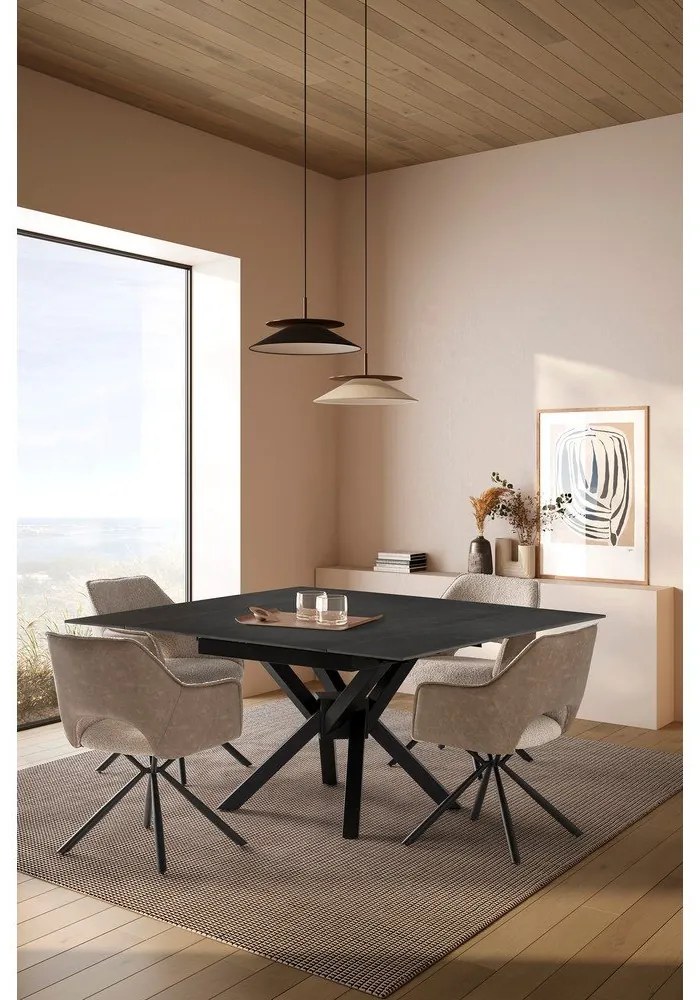 Bővíthető étkezőasztal kő asztallappal, hosszabbító asztallappal 90x150 cm Arlene – Marckeric