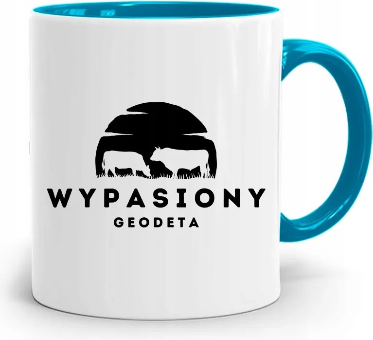 Kék Bögre Földmérőnek Földmérő Nyomtatott Fotóval