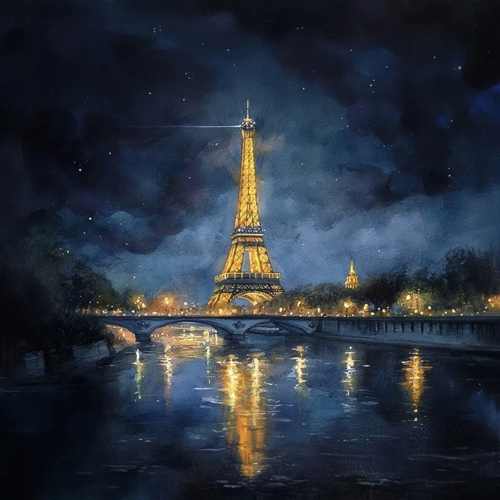 Vászonkép Canvas Párizs Franciaország Eiffel-torony Szajna Éjszaka Kilátás 80x80