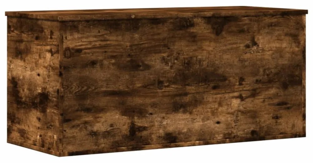 füstös tölgy színű szerelt fa tárolóláda 100x42x46 cm