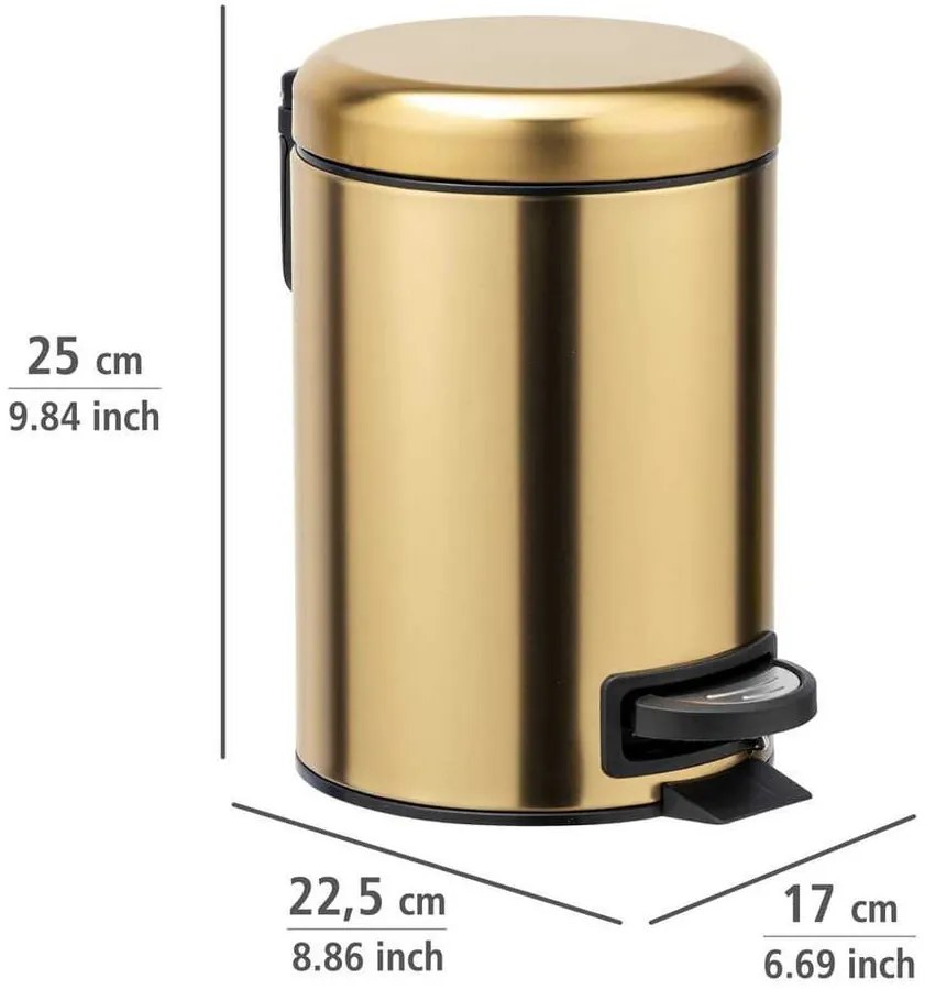 Aranyszínű rozsdamentes acél pedálos szemetes 3 l Leman – Wenko
