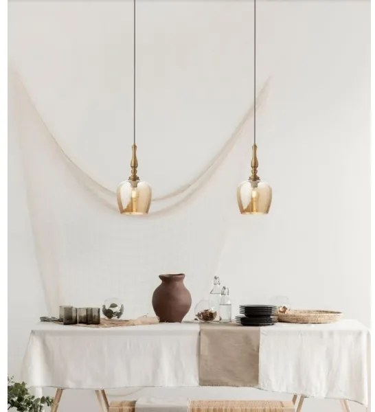 Redo 01-2740 - Csillár zsinóron TOLL 1xE27/42W/230V bronz