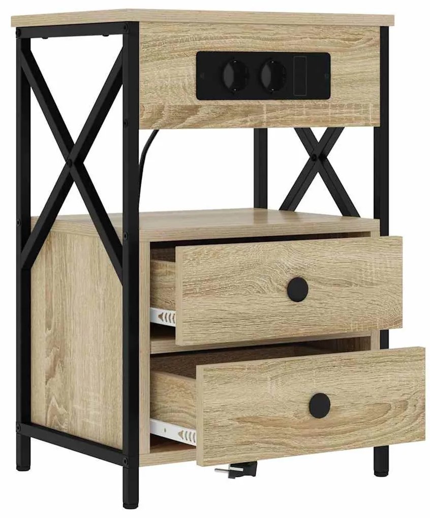 Éjjeliszekrény 2 pcs sonoma tölgy 40 x 31 x 60 cm Faanyag