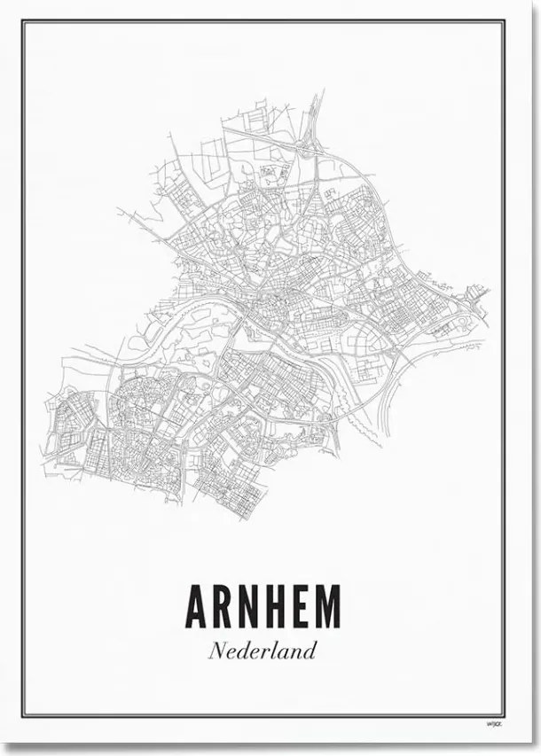 Wijck Poszter Arnhem város alaprajz 50x70cm Fehér elegáns keret